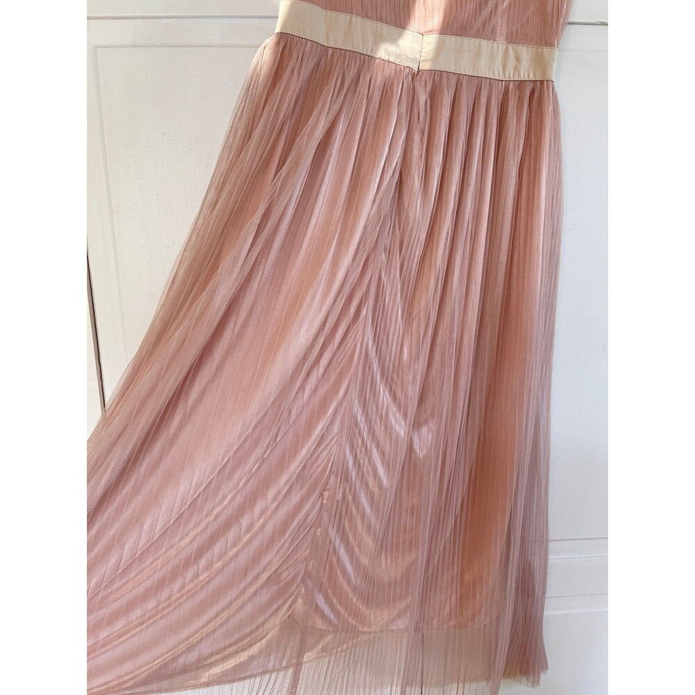Blush Pink Pleated Tulle Sleeveless Fairycore Maxi Dress Size Small - Picture 6 of 6